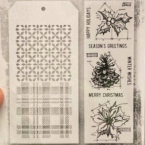 Tim Holtz Stampers Anonymous Stamps and Stencil Blueprint Christmas THMM192